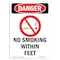 Signmission OSHA Danger Sign, No Smoking W/in _ Feet, 10in X 7in Rigid Plastic, 7" W, 10" L, Portrait OS-DS-P-710-V-1480 - alternate 1